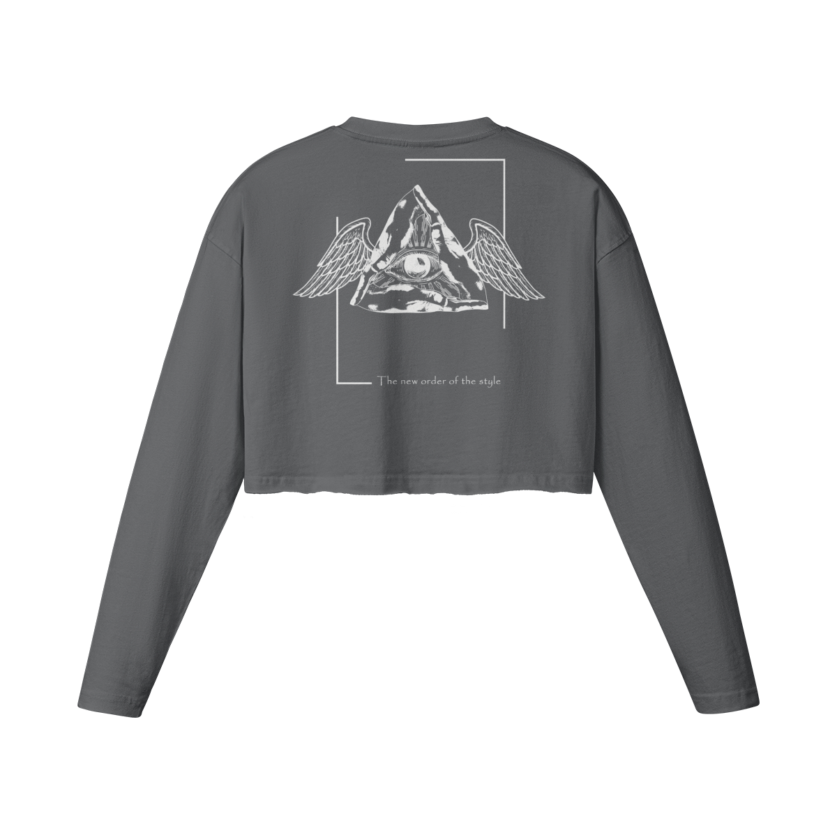 Women's Cropped Lightweight Sweatshirt - Illuminati White Big Logo Behind