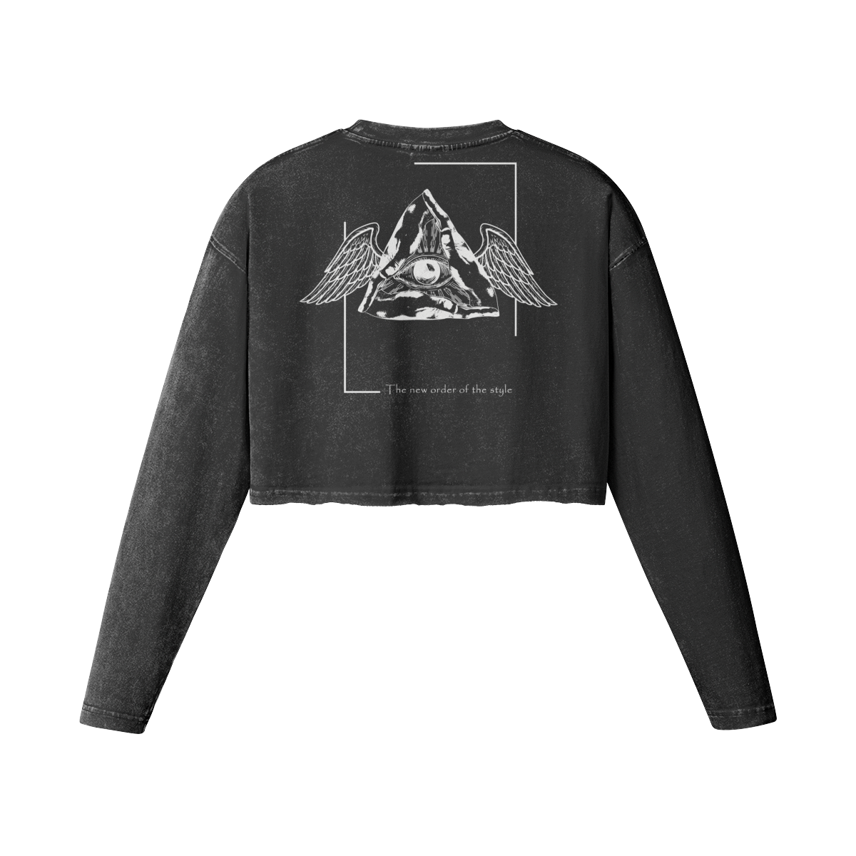 Women's Cropped Lightweight Sweatshirt - Illuminati White Big Logo Behind