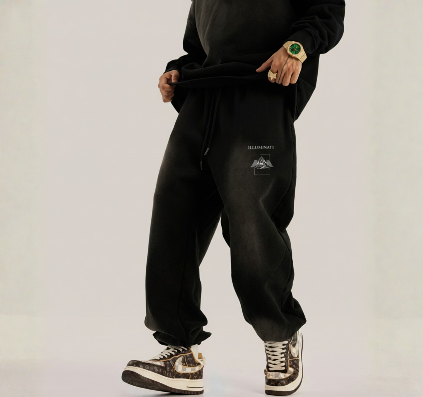 Vintage Oversized Sweatpants - Dark Gray Illuminati 