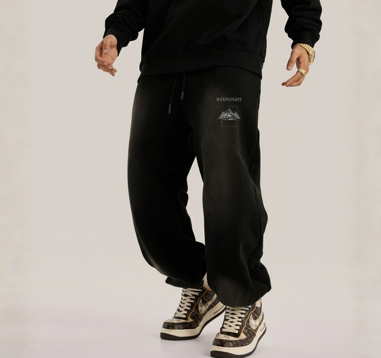 Vintage Oversized Sweatpants - Dark Gray Illuminati 