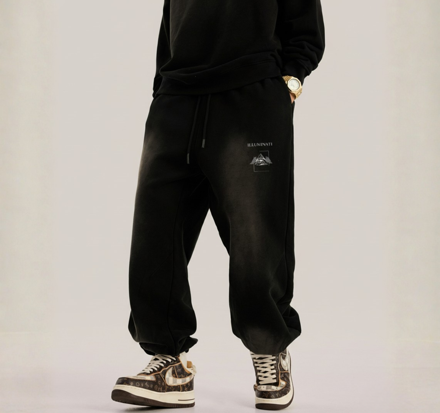 Vintage Oversized Sweatpants - Dark Gray Illuminati 