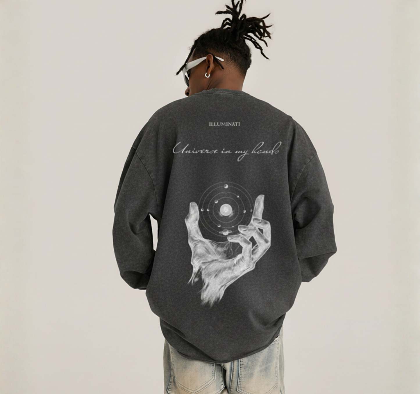 Lightweight Vintage-Effect Sweatshirt - Universe In My Hands 