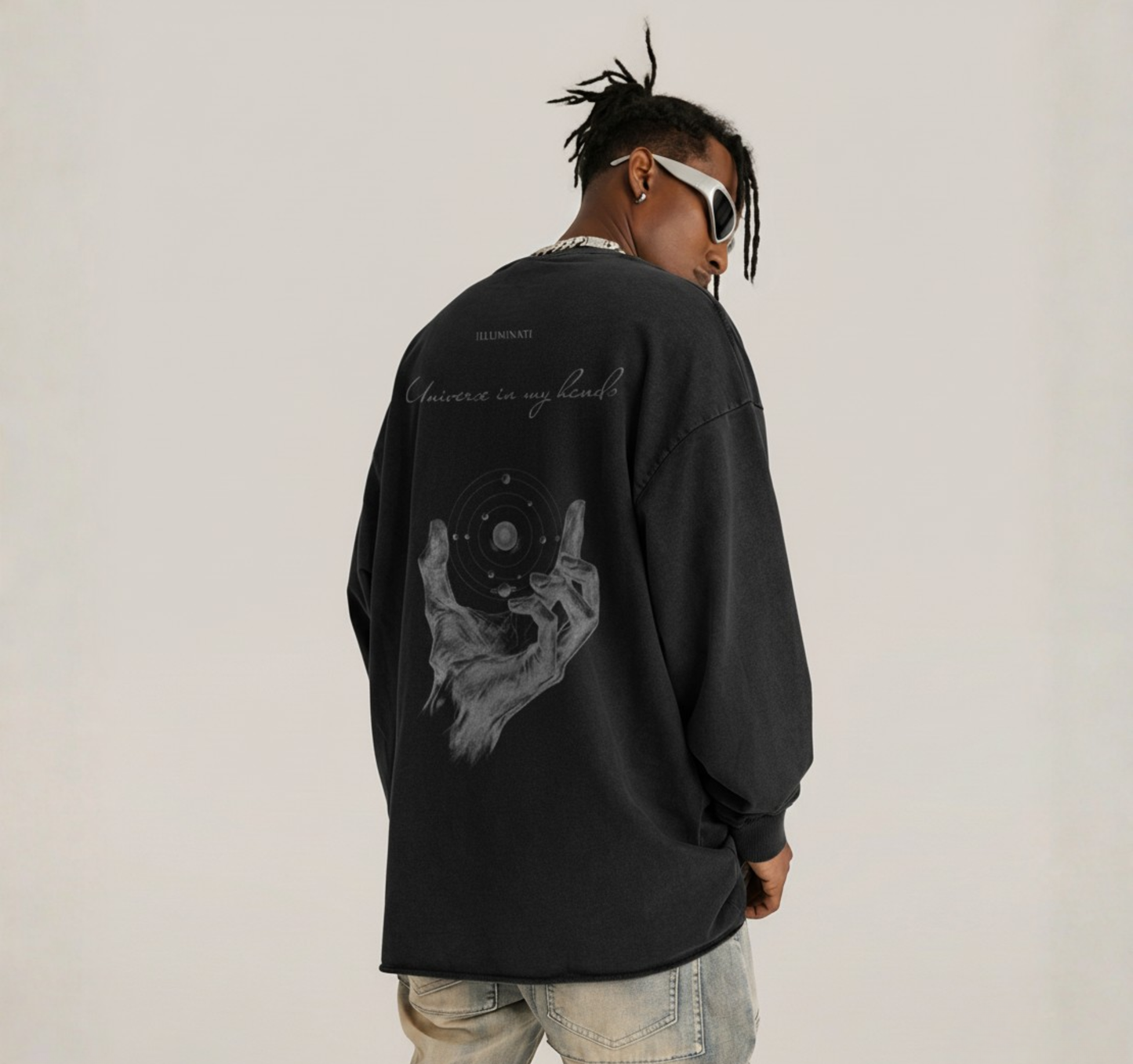 Lightweight Vintage-Effect Sweatshirt - Universe In My Hands 