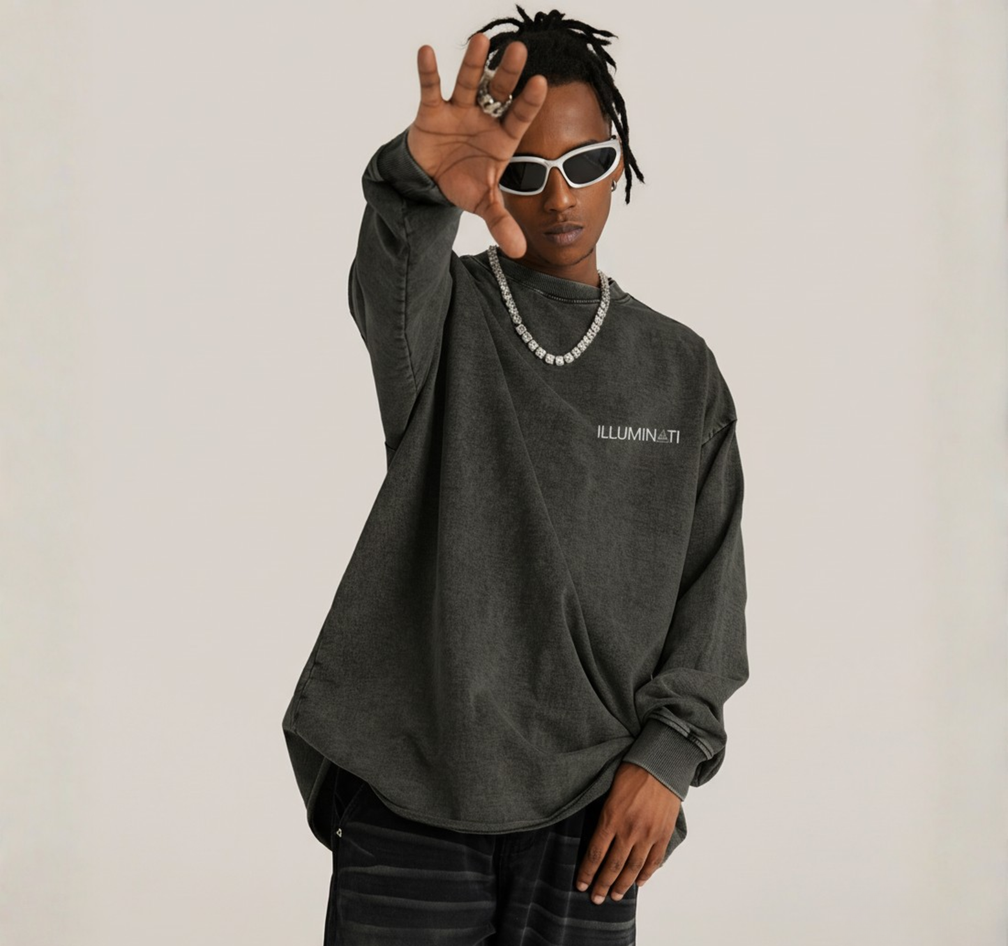 Lightweight Vintage-Effect Sweatshirt - Universe In My Hands 