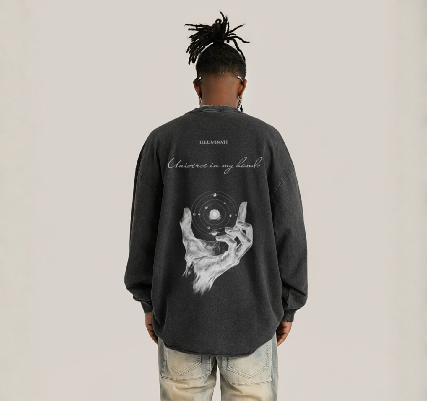 Lightweight Vintage-Effect Sweatshirt - Universe In My Hands 