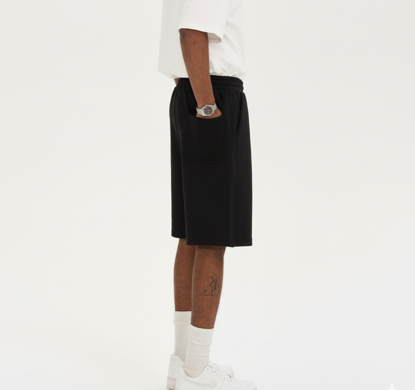 Oversized Lightweight Fleece Shorts - Illuminati (White Logo)