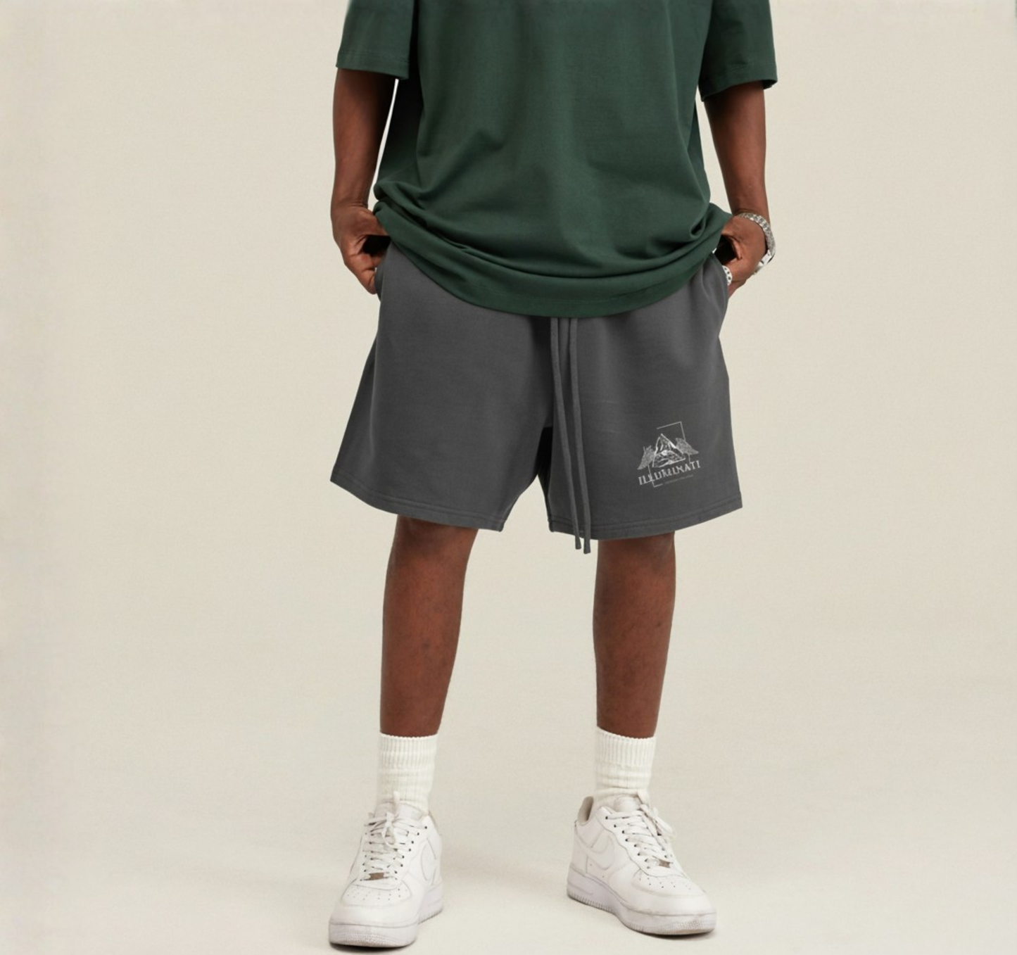 Premium Heavyweight Fleece Shorts - Illuminati White Logo