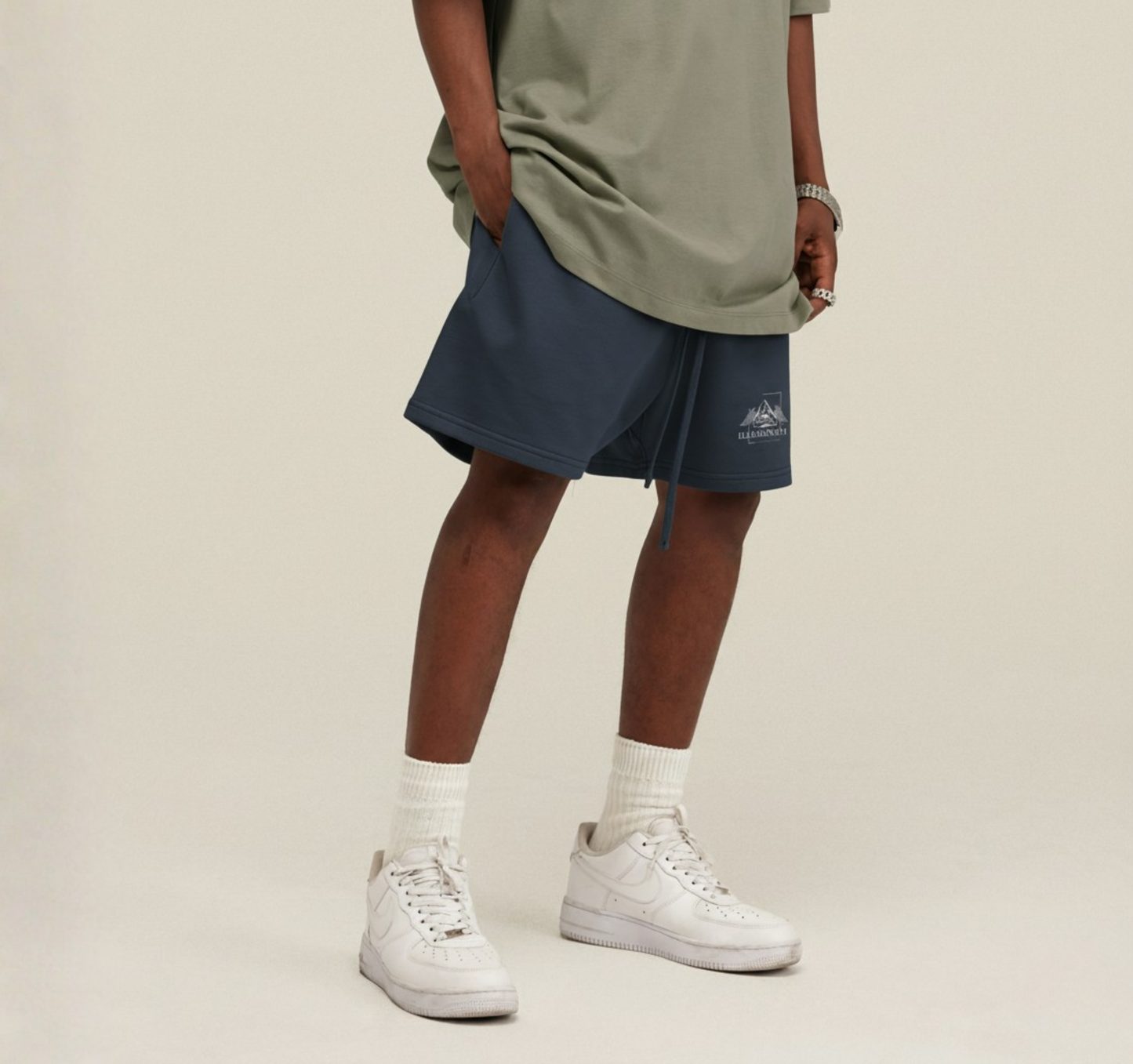 Premium Heavyweight Fleece Shorts - Illuminati White Logo